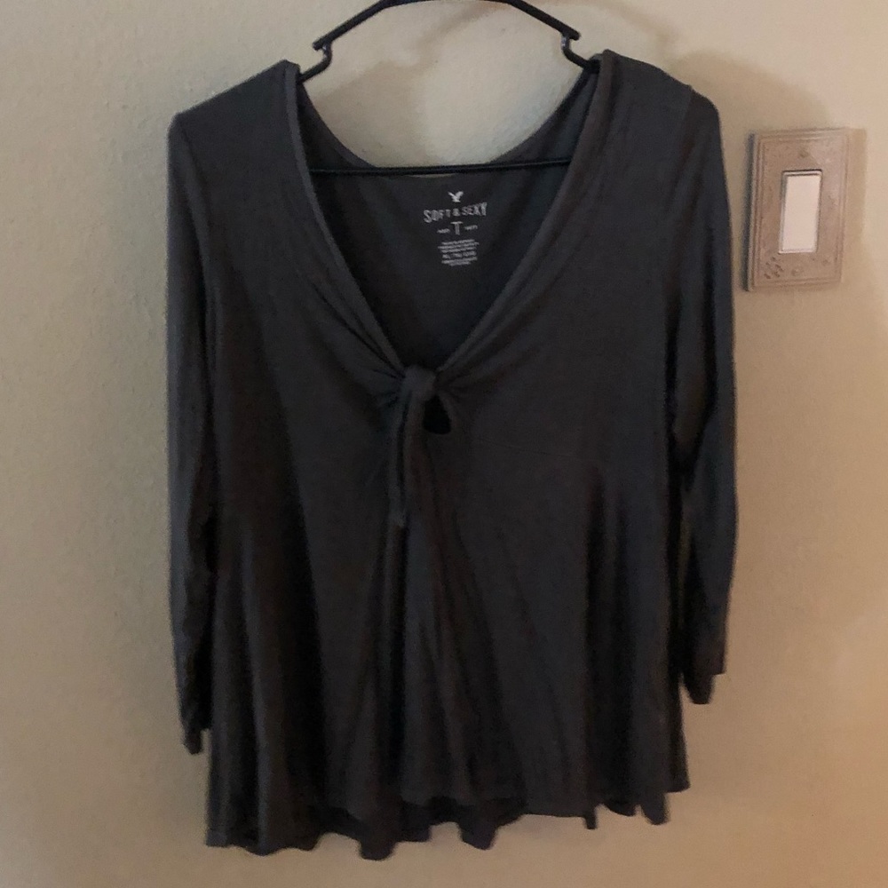 Gray 3/4 Sleeve Top